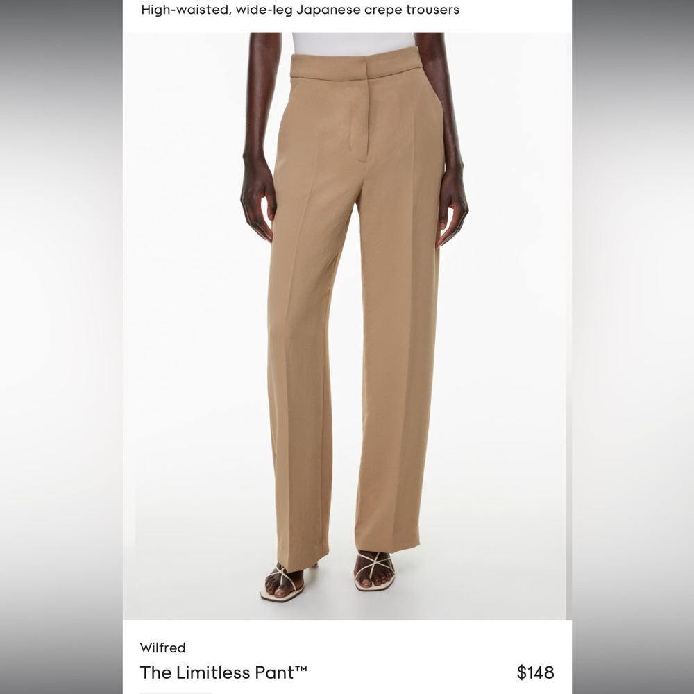 Aritzia Wilfred Limitless Pant - High Waisted Crepe Fabric Size 6